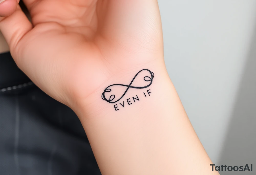 unique infinity symbol with words "EVEN IF" tattoo idea