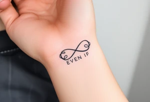 unique infinity symbol with words "EVEN IF" tattoo idea