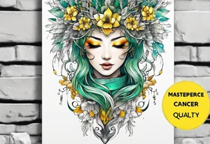 birch tree and includes the following wording "fuck cancer"
with yellow, green and aquamarine colours tattoo idea