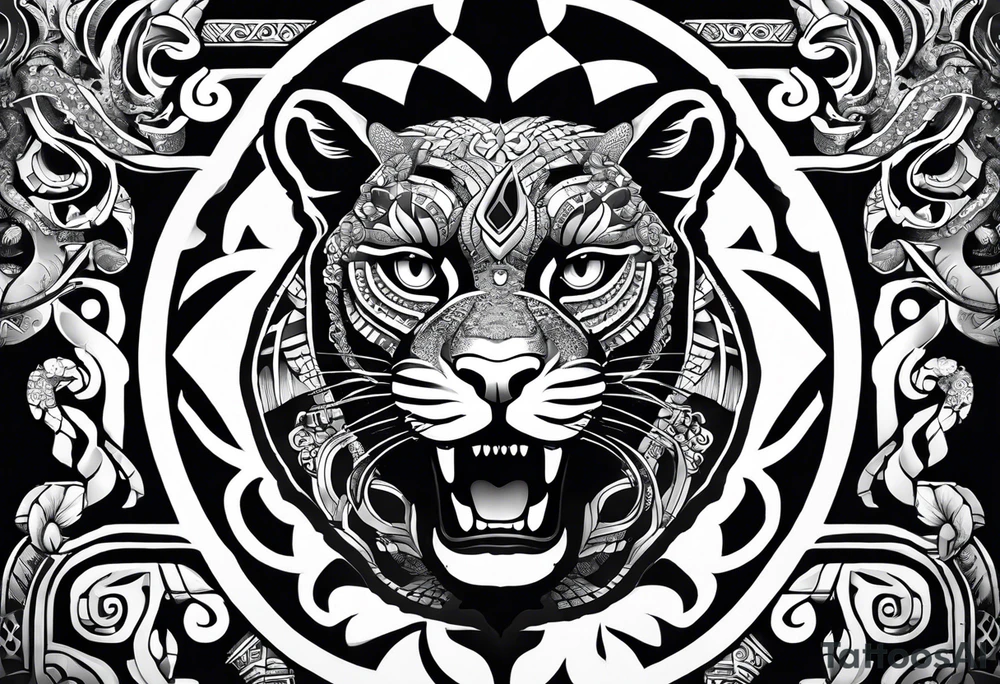 aztec black jaguar with snake tattoo idea