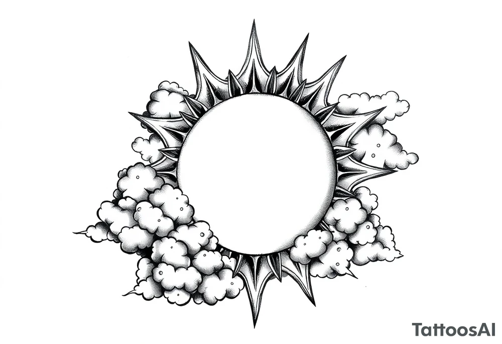 clouds sun and moon tattoo idea