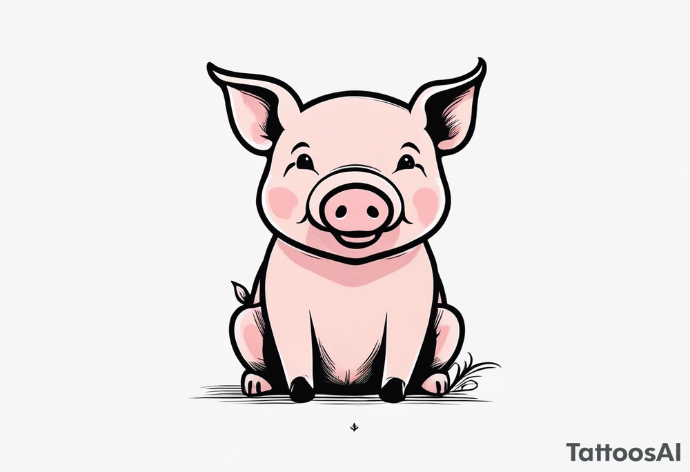 simple drawing of piglet or pig with text: "Friends. Not Food" included.
draw with very thin lines and no shading tattoo idea