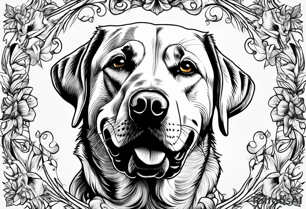 One happy yellow labrador retriever with a piece of his ear missing tattoo idea