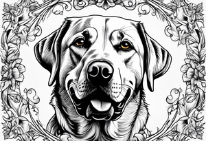 One happy yellow labrador retriever with a piece of his ear missing tattoo idea