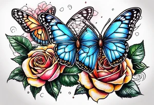 Butterflies flying on roses tattoo idea