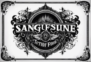 i want a tattoo that has the text 'sang-froid' and 'sanguine'
, with only one sang with minimal visual effects that are gothic, nihilistic and stoic. tattoo idea
