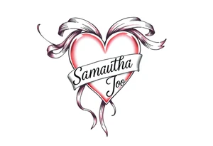 heart with flowing ribbons with the name Samantha Jo tattoo idea