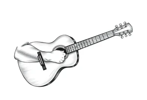 Line traditional American acoustic guitar tattoo idea