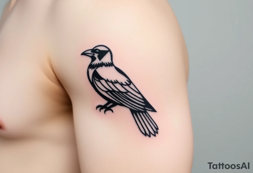 Geometric Perched Raven with linework around it. tattoo idea