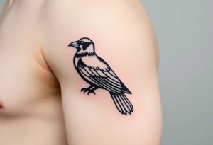 Geometric Perched Raven with linework around it. tattoo idea