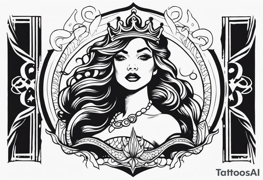 Queen mermaid  forearm tattoo idea