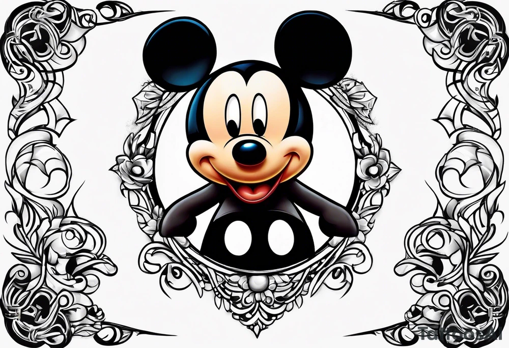 martial arts mickey mouse tattoo idea