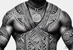 Nigerian pattern tribal tattoo on left pec to deltoid tattoo idea