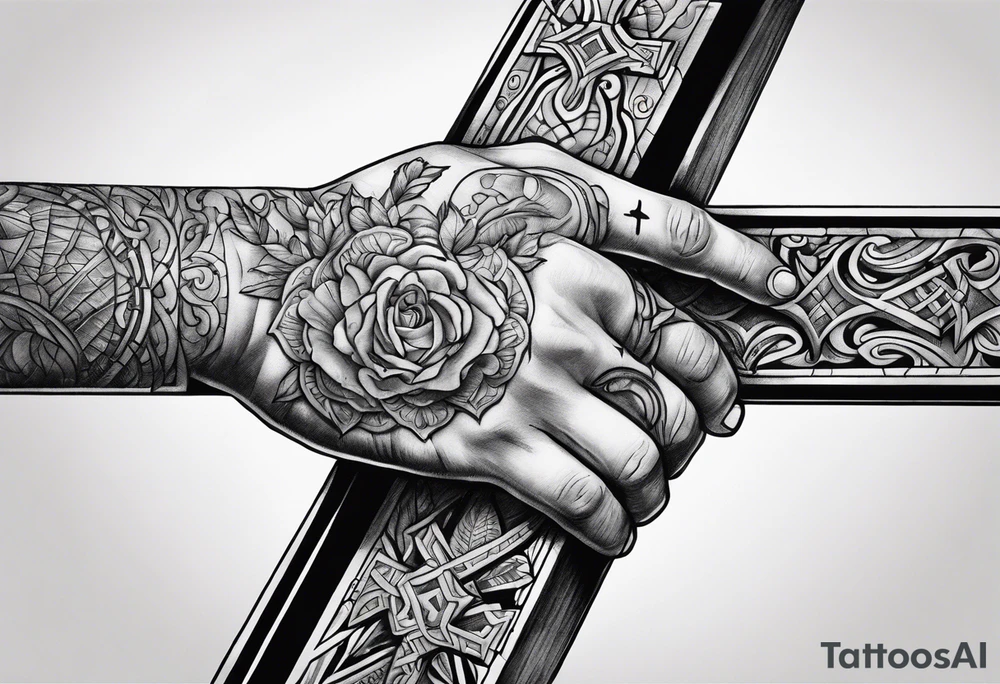 Hand nailed to cross tattoo idea