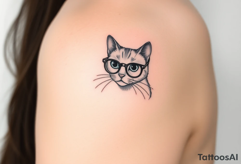 un petit chat avec des lunettes tattoo idea