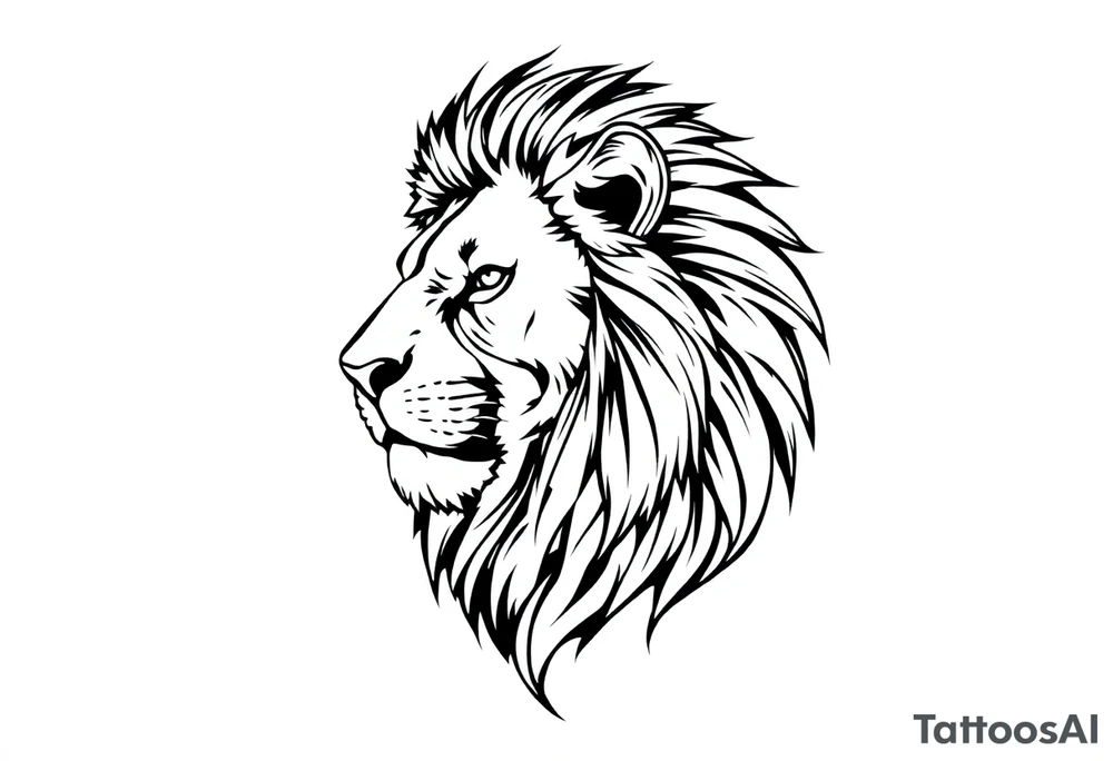 powerful majestic lion, close-up tattoo idea