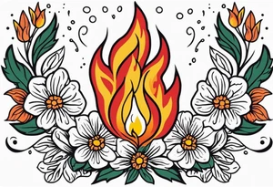 flames of fire
old school vintage simple traditional design surrounded by vintage flowers


bold color simple tattoo idea