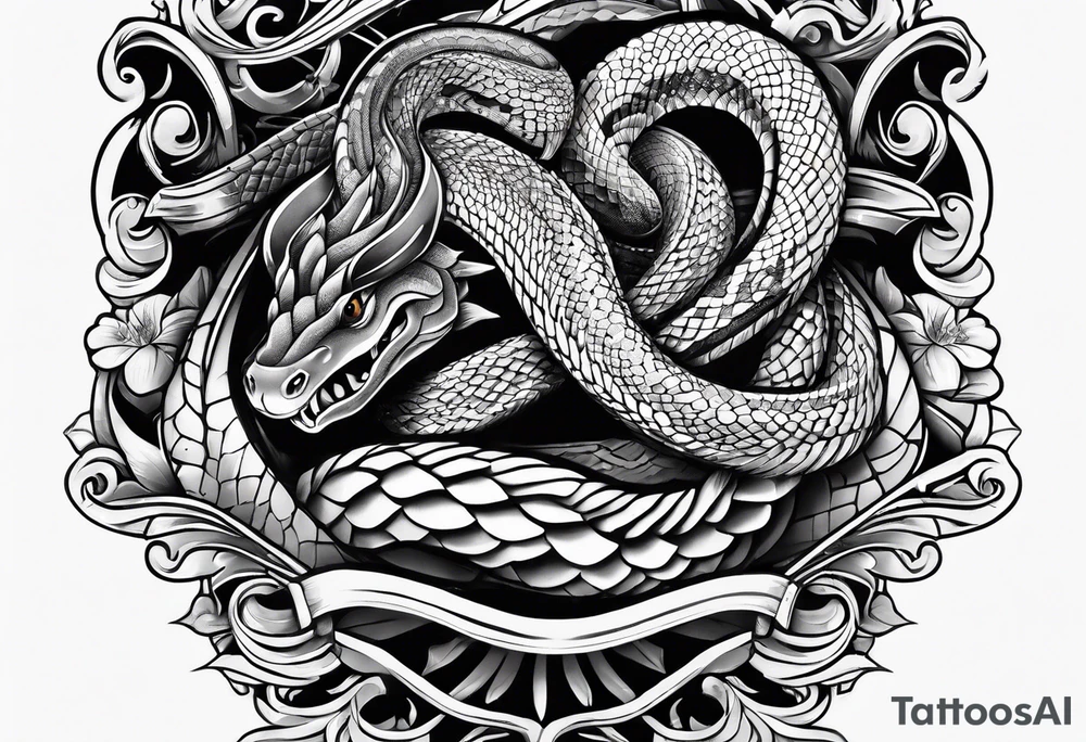 snake wrapped around a dagger tattoo idea