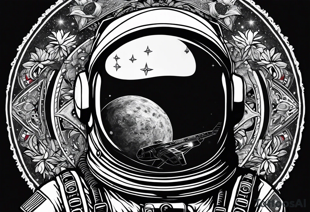 Astronaut wearing a peace bandanna tattoo idea