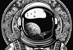 Astronaut wearing a peace bandanna tattoo idea