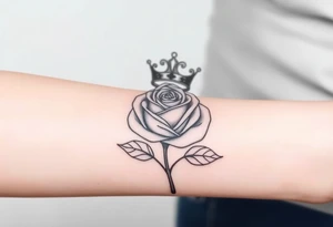 A rose with a large kings 
crown on-top of it tattoo idea
