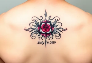 Ruby gemstone with the birthday July 6, 2019 to fit on lower ankle tattoo idea