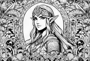 Legend of Zelda arm sleeve tattoo idea