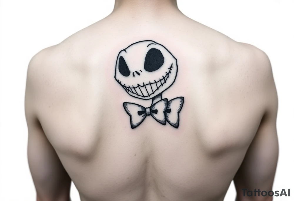 Female oogie woogie from nightmare before Christmas with a bow simple linework only tattoo idea