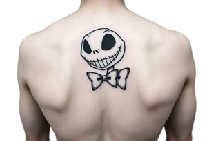 Female oogie woogie from nightmare before Christmas with a bow simple linework only tattoo idea