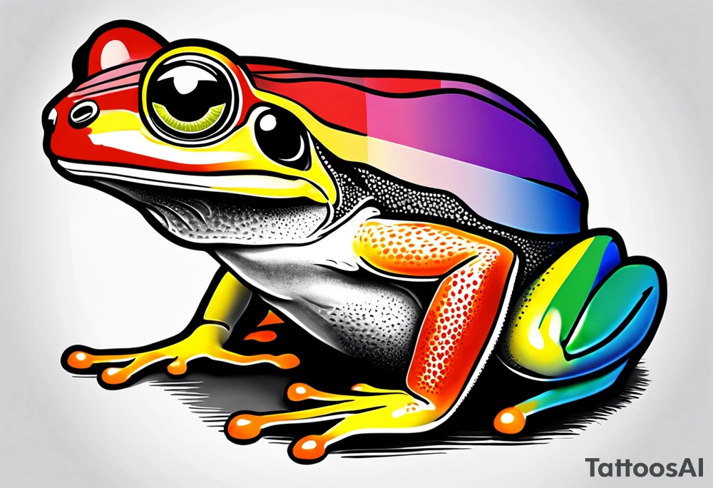 Tiny frog with pride flag tattoo idea