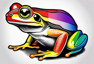 Tiny frog with pride flag tattoo idea