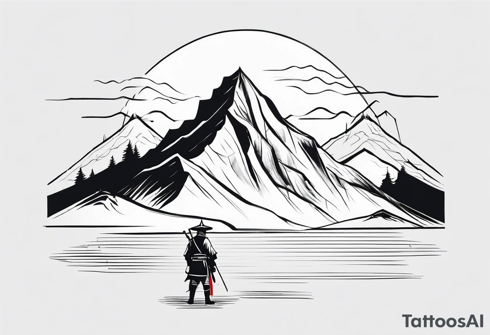 Montagne avec samouraï tattoo idea
