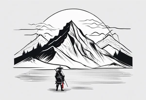 Montagne avec samouraï tattoo idea