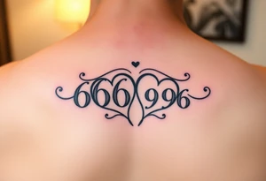 Meaningful memorial tattoo for grandparents with numbers 6669 and 9696 hearts tattoo idea