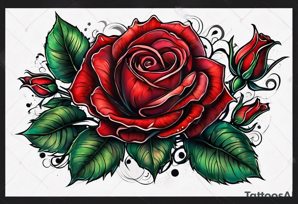 red rose blooming tattoo idea