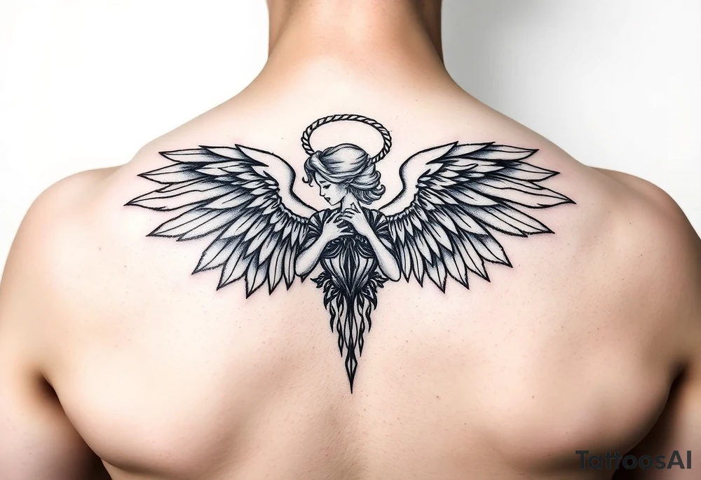 guardian angel women tattoo idea