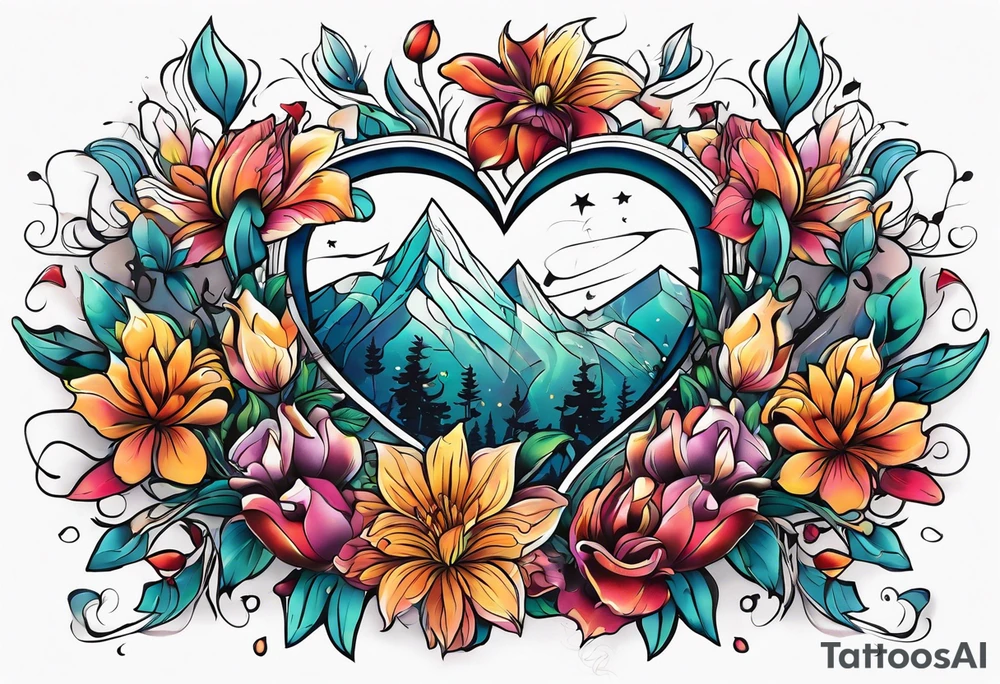 Heartbeat flowers tattoo idea