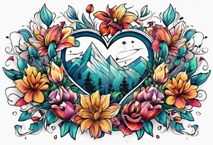 Heartbeat flowers tattoo idea