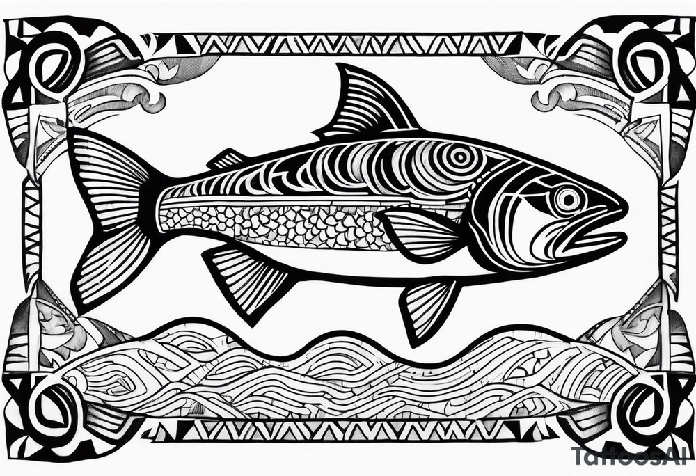 Inuit salmon fish tattoo idea