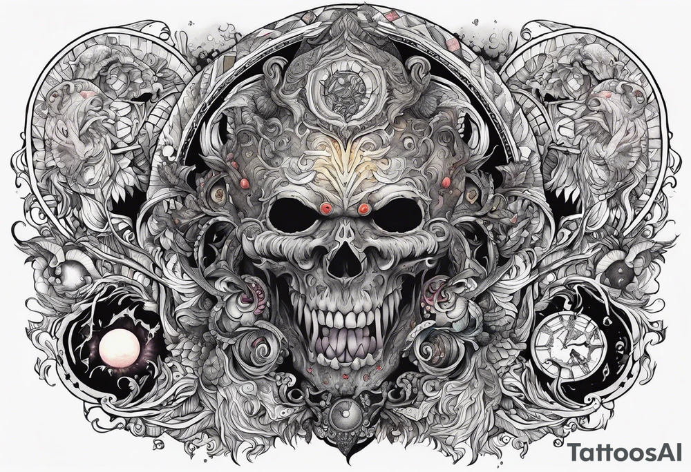 Beautiful Eldridge horror creature, astrology thigh tattoo tattoo idea