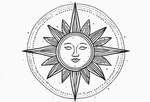 Simplistic sun made of black dots tattoo idea