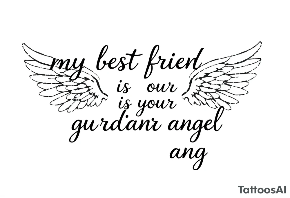 my best friend is my guardian angel with angel wings tattoo idea