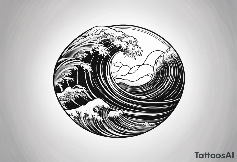 I want a tattoo of the ocean in a plain circle tattoo idea