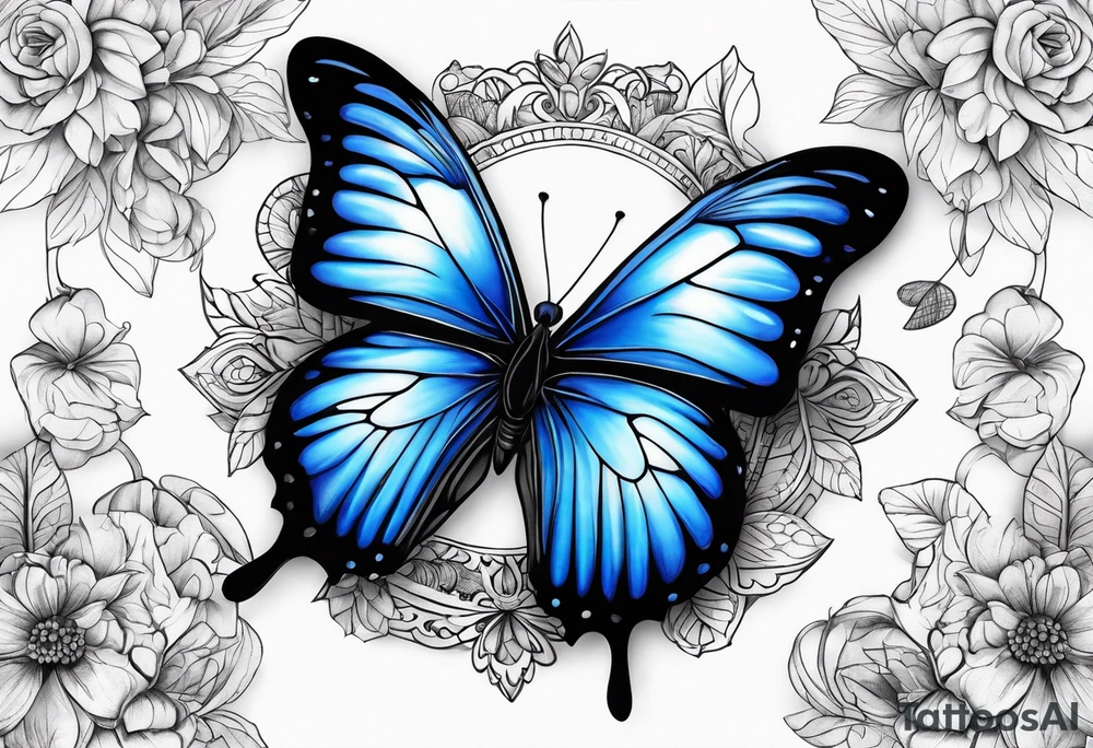 Blue butterfly tattoo idea