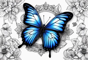 Blue butterfly tattoo idea