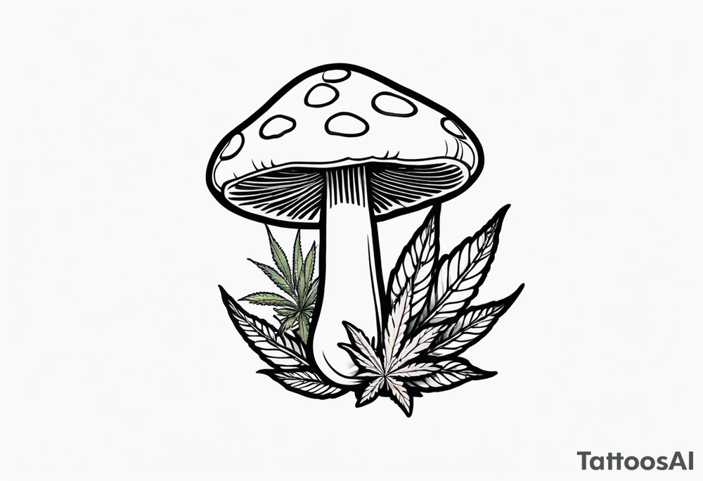 shroom and marijuana tattoo tattoo idea