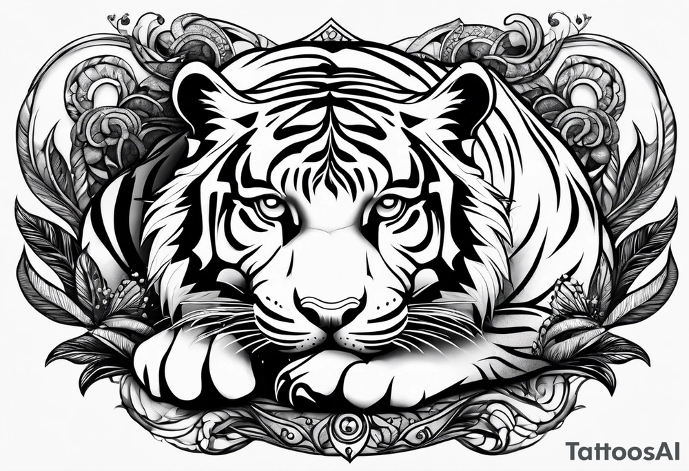 tiger sleeping tattoo idea