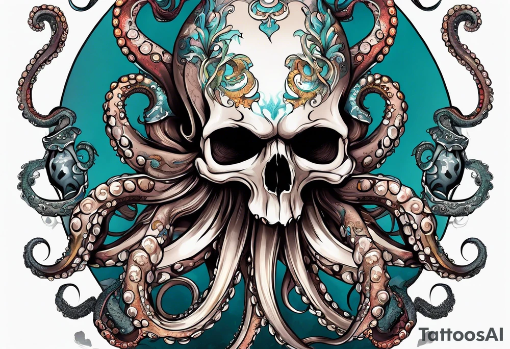 Octopus with skull tattoo idea