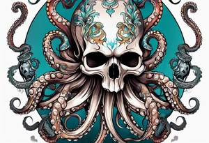 Octopus with skull tattoo idea