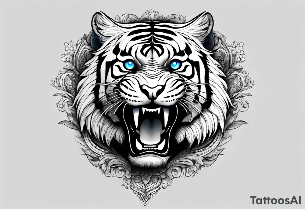 Tiger with blue eyes that turns into snake tattoo idea Tiger with blue eyes that turns into snake tattoo idea